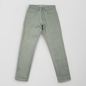 Alex Crane Green Canvas Cham Button Fly Straight Leg Jeans Pants Men's Size 30